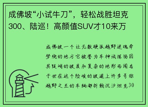 成佛坡“小试牛刀”，轻松战胜坦克300、陆巡！高颜值SUV才10来万